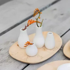 White Two-Toned Mini Vases, Set of 4