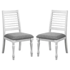 White Upholstered Claire Dining Chairs, Set of 2