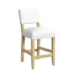 White Upholstered Wood Counter Stool