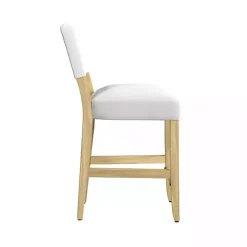 White Upholstered Wood Counter Stool