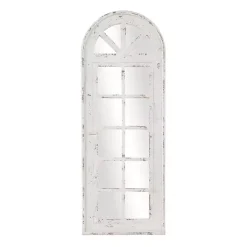 White Vintage Arched Windowpane Mirror