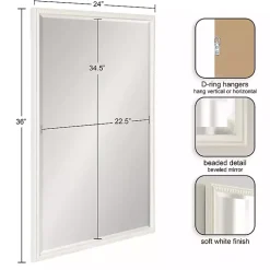 White Vintage Beaded Wall Mirror, 36 in.