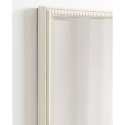 White Vintage Beaded Wall Mirror, 30 in.