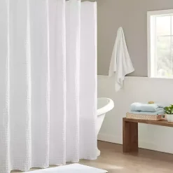 White Waffle Cotton Shower Curtain