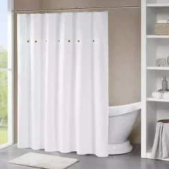 White Waffle Weave Cotton Shower Curtain