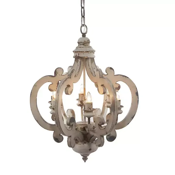 White Washed Vintage Crown Chandelier