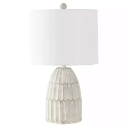 White Weathered Geometric Table Lamp