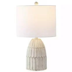 White Weathered Geometric Table Lamp