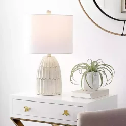 White Weathered Geometric Table Lamp