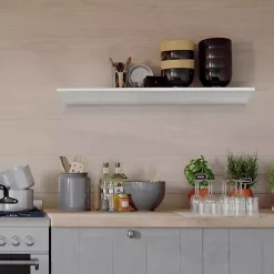 White Wedge Wood Large Floating Shelf