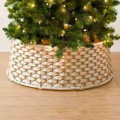 White Wicker Woven Christmas Tree Collar