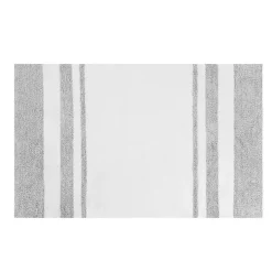 White with Gray Stripe Reversible Bath Mat, 45 in.