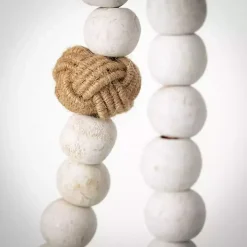 White Wood and Jute Beaded Garlands, Set of 2