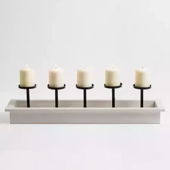 White Wood and Metal Pillar Candle Runner