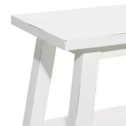 White Wood Bench with Slatted Wood Base