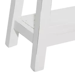 White Wood Bench with Slatted Wood Base