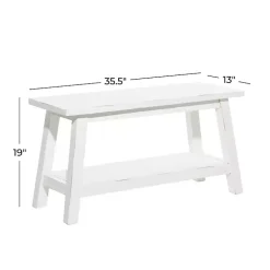 White Wood Bench with Slatted Wood Base