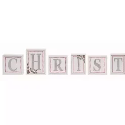 White Wood Christmas Letter Blocks, Set of 9