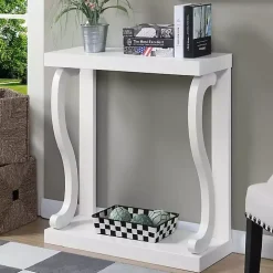 White Wood Curved Sides Console Table