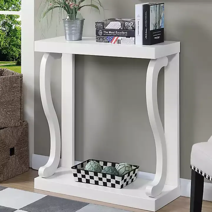 White Wood Curved Sides Console Table