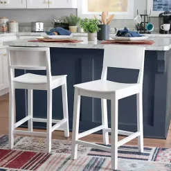 White Wood Devin Counter Stools, Set of 2