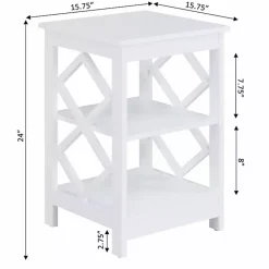 White Wood Diamond 2-Tier Accent Table