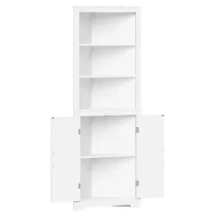 White Wood 2-Door Corner Storage Cabinet
