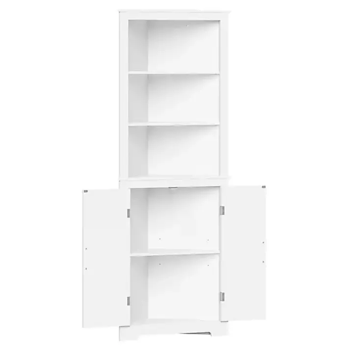 White Wood 2-Door Corner Storage Cabinet