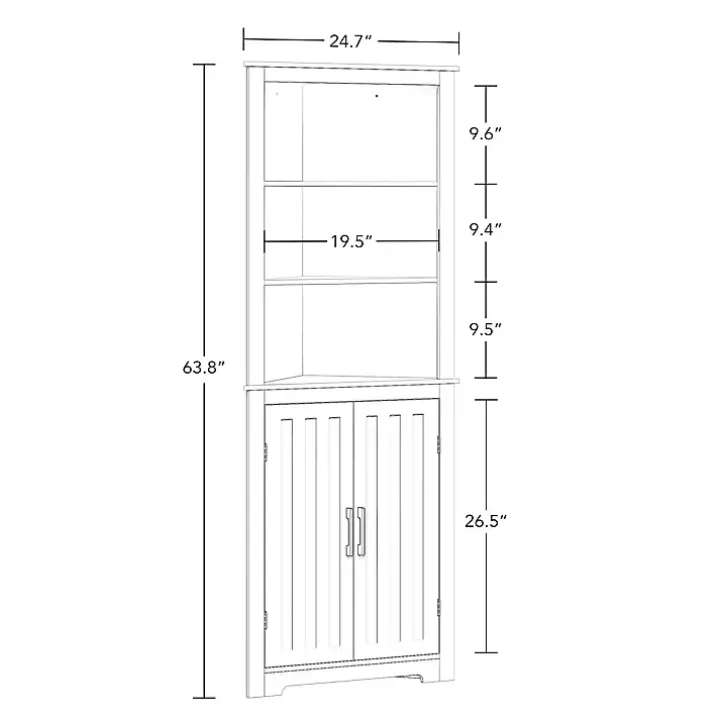 White Wood 2-Door Corner Storage Cabinet