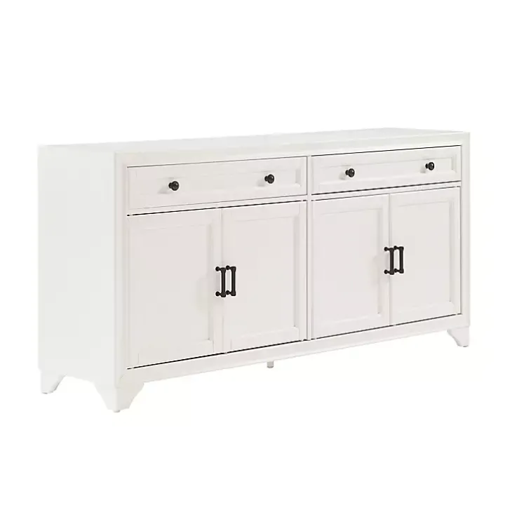 White Wood 4-Door Sideboard Cabinet
