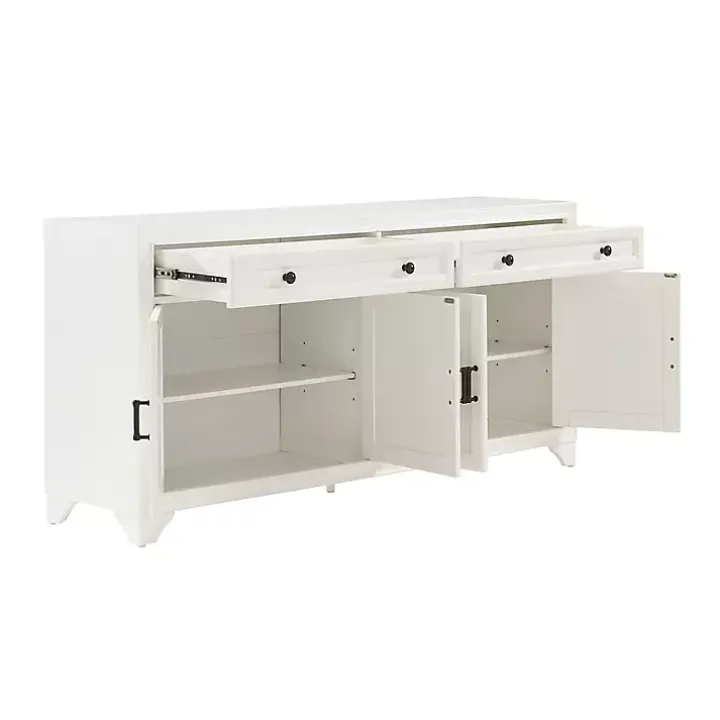 White Wood 4-Door Sideboard Cabinet