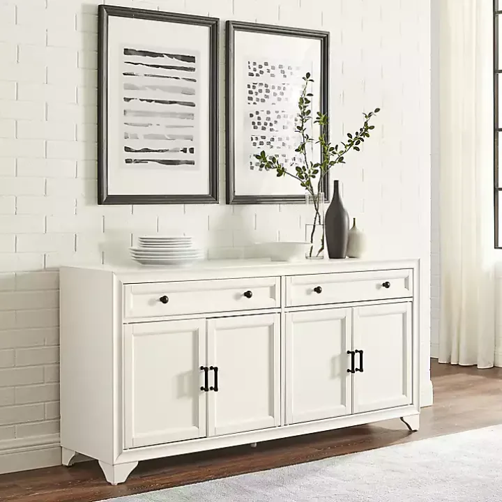 White Wood 4-Door Sideboard Cabinet