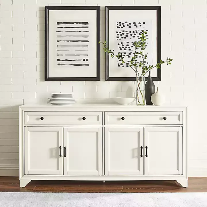 White Wood 4-Door Sideboard Cabinet