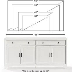 White Wood 4-Door Sideboard Cabinet