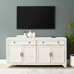 White Wood 4-Door Sideboard Cabinet