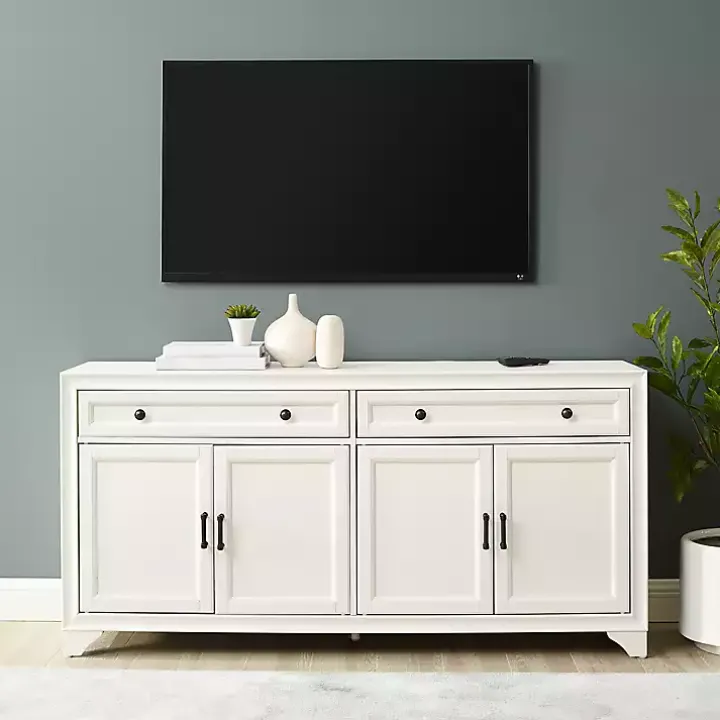 White Wood 4-Door Sideboard Cabinet