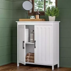 White Wood 2-Door Storage Cabinet