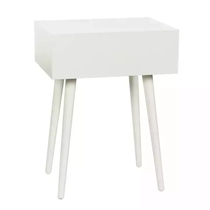 White Wood 1-Drawer Arthur Accent Table