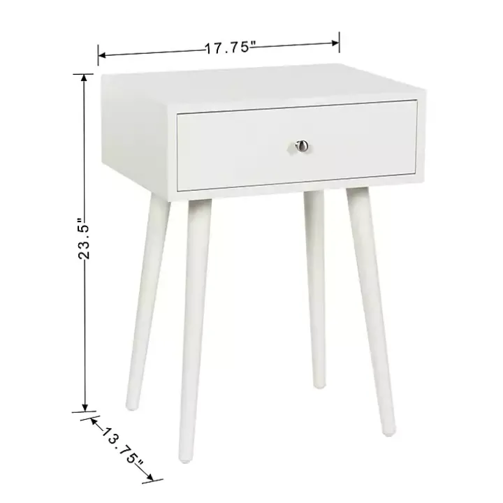 White Wood 1-Drawer Arthur Accent Table