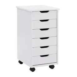 White Wood 6-Drawer Cary Storage Cart