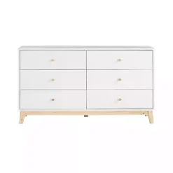 White Wood 6-Drawer Footed Dresser