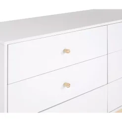White Wood 6-Drawer Footed Dresser