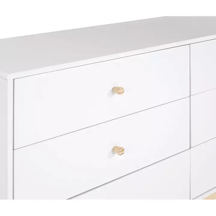 White Wood 6-Drawer Footed Dresser