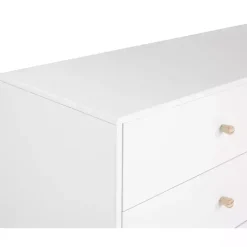 White Wood 6-Drawer Footed Dresser