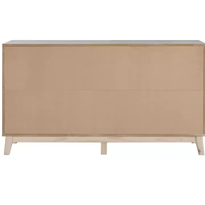 White Wood 6-Drawer Footed Dresser