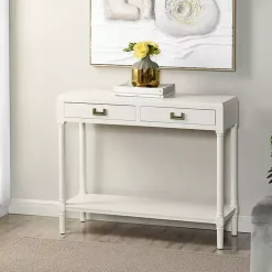 White Wood 2-Drawer Layla Console Table