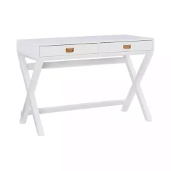 White Wood 2-Drawer X-Frame Desk