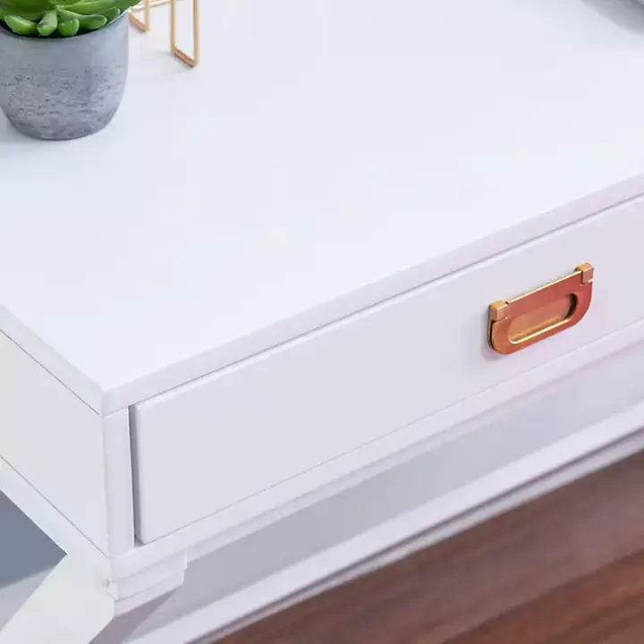 White Wood 2-Drawer X-Frame Desk
