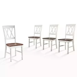 White Wood Farmhouse Dining Chairs, Set of 4
