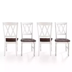 White Wood Farmhouse Dining Chairs, Set of 4